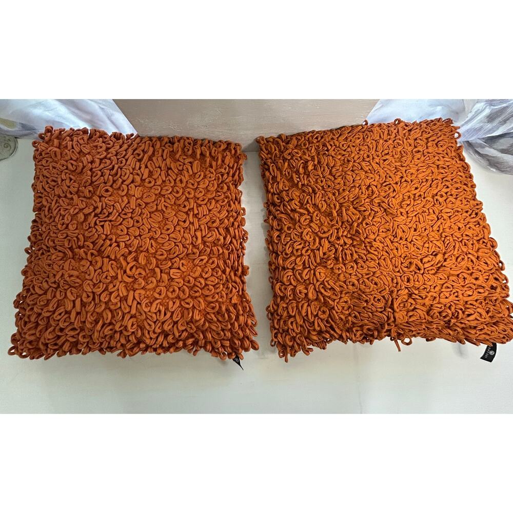 Newport Home Accents Rust Shag Pillows Set of 2